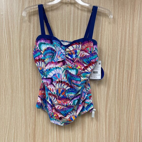 Gottex Blue Seashell Print Bathing Suit Top Size XL NWT - Picture 1 of 5